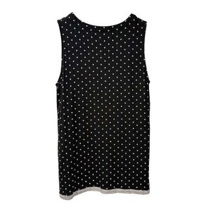 J. Jill Wearever Womens Sleeveless Blouse L Black Polka Dot Classic Stretch Work